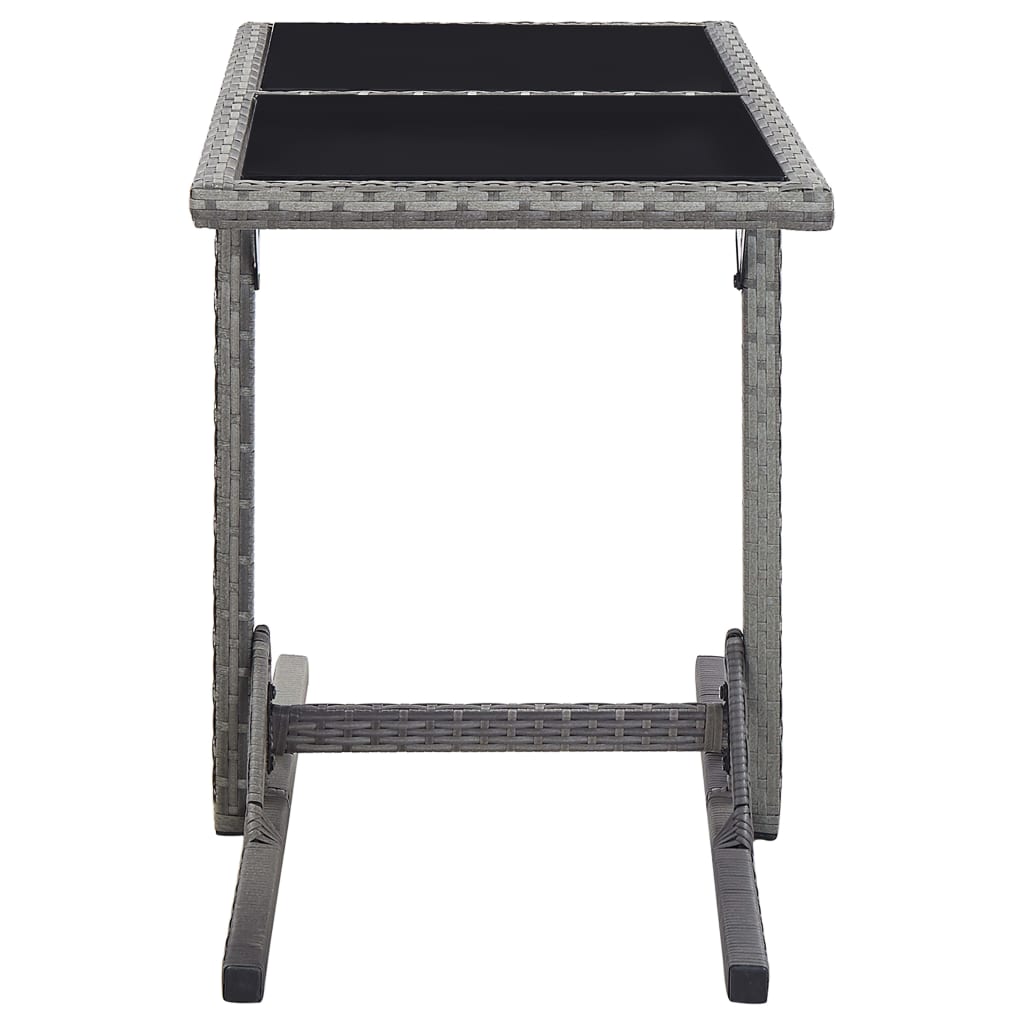 Gartentisch Anthrazit 110×53×72 cm Glas und Poly Rattan